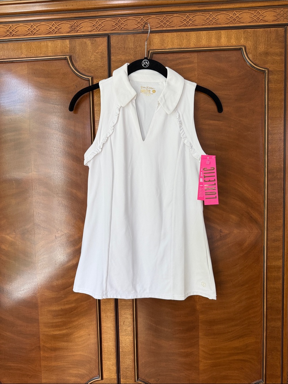 NWT Size XS Lilly Pulitzer Sleeveless Ruffle Luxletic Top in White